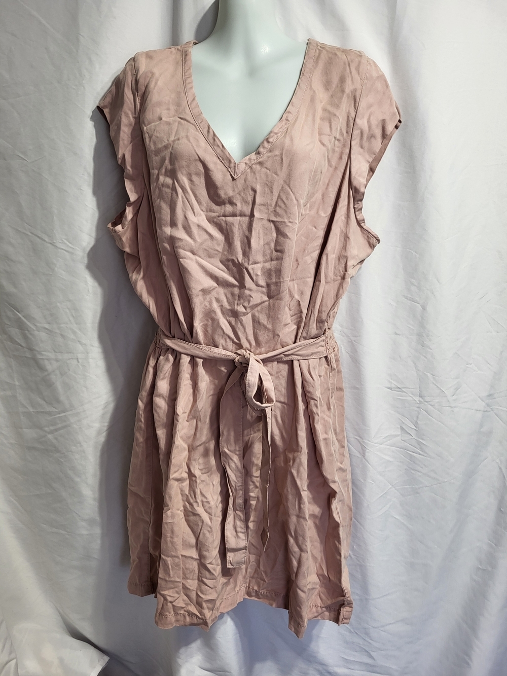 Reitmans Blush Pink V-Neck Tie-Waist Dress, Size XL